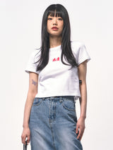 ロマンスクロップTシャツ WHITE