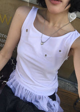 EYELET FRILL SLEEVELESS