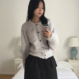 Engen Back Slit Ribbon Strap Pocket Knit Cardigan