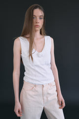 T/T コサージュ ノースリーブトップ (white)