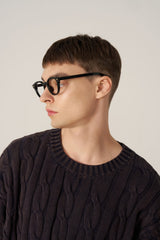 Cable Washing Short-Sleeved Knitwear - Navy