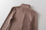 velvet line half-turtleneck zip-up slim top