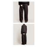 ワイドフィット2タックプリーツスウェットパンツ (BLACK)
