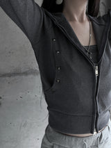 studded slim fit hooded zip-up (2color)