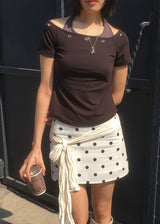 EYELET HALTER LAYER TEE (3color)