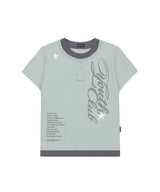 Cutoff Star Layered Henley Neck Graphic T-shirt - MISTY MINT