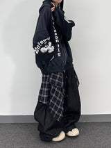 ノンフェイドチェックレイヤードデニムパンツ