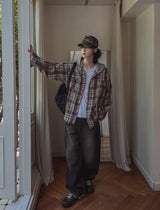 Wake check hooded shirt