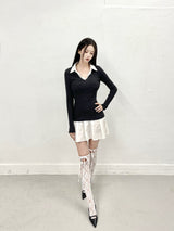 1114. Liz shirts layered pleats mini ops (2color)