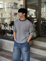 With crop stripe long-sleeve tee