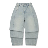 GP169 Outpleated Curved Denim Pants (INDIGO)