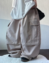 MIDDLE RIVET CARGO BALLOON PANTS 🍰🩶🖤💚4COLOR