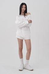 Soft Club one-shoulder sweatshirt, White
