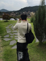 Rib Line Muscle Fit Zip-Up Knit