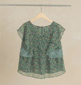 [MADE] Green V-neck Sleeveless Chiffon Blouse FREE