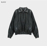 Raglan 2way zip-up leather Jacket