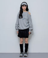 ONE-SHOULDER BUCKLE SWEATSHIRT (MELANGE GRAY)_F24ZB063