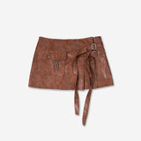 PLEATES WRAP SKIRT [BROWN]
