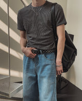 リアン マッスルフィット リブ ショートスリーブ Tシャツ