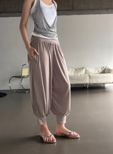 Relaxie Harem Yoga Ribbed Capri Pants 3color