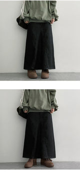 [S~XL] Purry rewashed cut denim long skirt