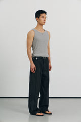 High ribbed logo sleeveless(Gray)