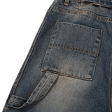 Vintage emblem denim pants / Muddy blue