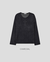 (UNISEX) リベット リブ ロングスリーブ