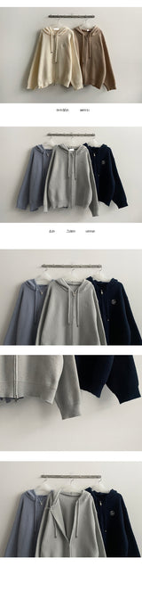 Todo Thick Embroidery Two-Way Knit Hooded Zip-Up (5 colors)