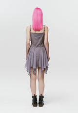  STUDDED GODET DRESS (GRAY)