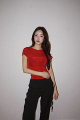 レッドダイアモンドスリム半袖Tシャツ