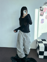 ダメージアンバランシードスリムスリックニット🤍🖤🩶3カラー