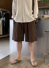[ LOOKPLE x LEBELMENT ] クールピンタックリネンワイドショーツ