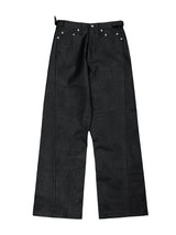 [unisex] サイドバックルレザーワイドパンツ