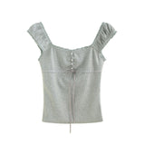 Arden Button Lace Rib Top