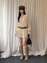 ARCADIAN SHEER BELTED DRESS