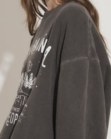 スノーレオパードプリントスウェットシャツ [brushed] [BLACK]