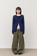 (W) Ruffled Layered Cardigan