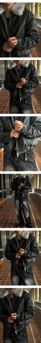 [F/W]リアルラクーンファーレザーブルゾン(3色)