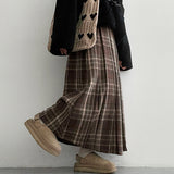 Daren シックバックバンドチェックプリーツロングスカート
