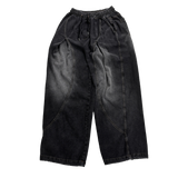 motif pintuck denim pants