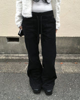Banding black loose boots cut pants