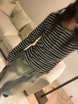 ヘンリー ストライプ トト ロングスリーブ Tシャツ (3 colors)