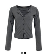 Glen Stripe Layered Cardigan