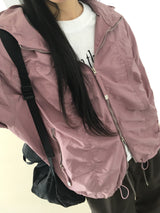 [MADE] Pained metal shirring balloon hood windbreaker two-way zip-up