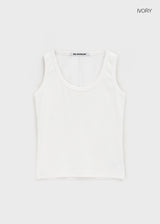 [B-BASIC] テンションスタンダードバックシームUネックノースリーブトップ (2 SIZE)