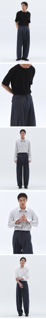フラップポケットデニムコットンワイドパンツ_Indigo Denim