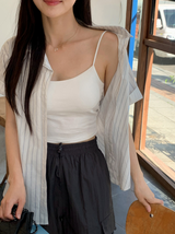 ベーシッククロップレイヤードキャップスリーブレス(3color)