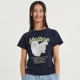 マルチーズイラストレーションハーフスリーブTシャツ
