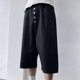 Button-Fly Structured Wide Shorts